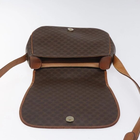 CELINE Macadam Canvas Shoulder Bag PVC Leather Brown Gold Auth BA1581 - Picture 10 of 16